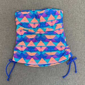 Arizona Jean Co Strapless Tankini Small‎ Peachy Blue Purple Tie Straps on Side